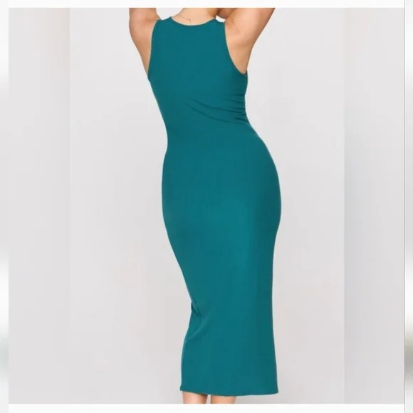 Fabletics Womens Ribbed Maxi Dress Yitty Collection Soft Bodycon Size L Green - Picture 6 of 7